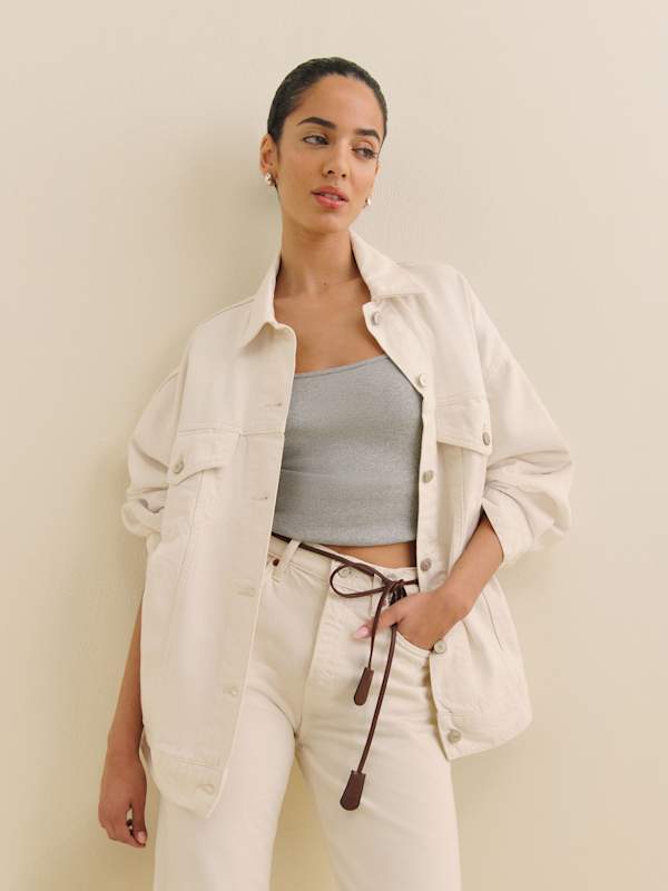 Brooks Oversized Denim Jacket - Fior Di Latte